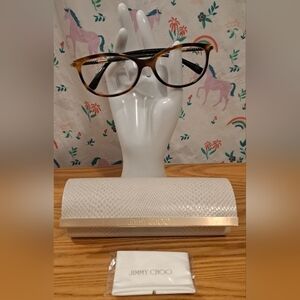 NIB Jimmy Choo JC154 Tortoise Cat Eye Reading Eye Glasses Frame w/ Wipe & Case
